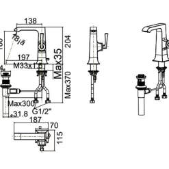 Vòi lavabo nóng lạnh American Standard Kastello WF-1601 (WF1601) 14 Vòi lavabo nóng lạnh American Standard Kastello WF-1601 (WF1601)