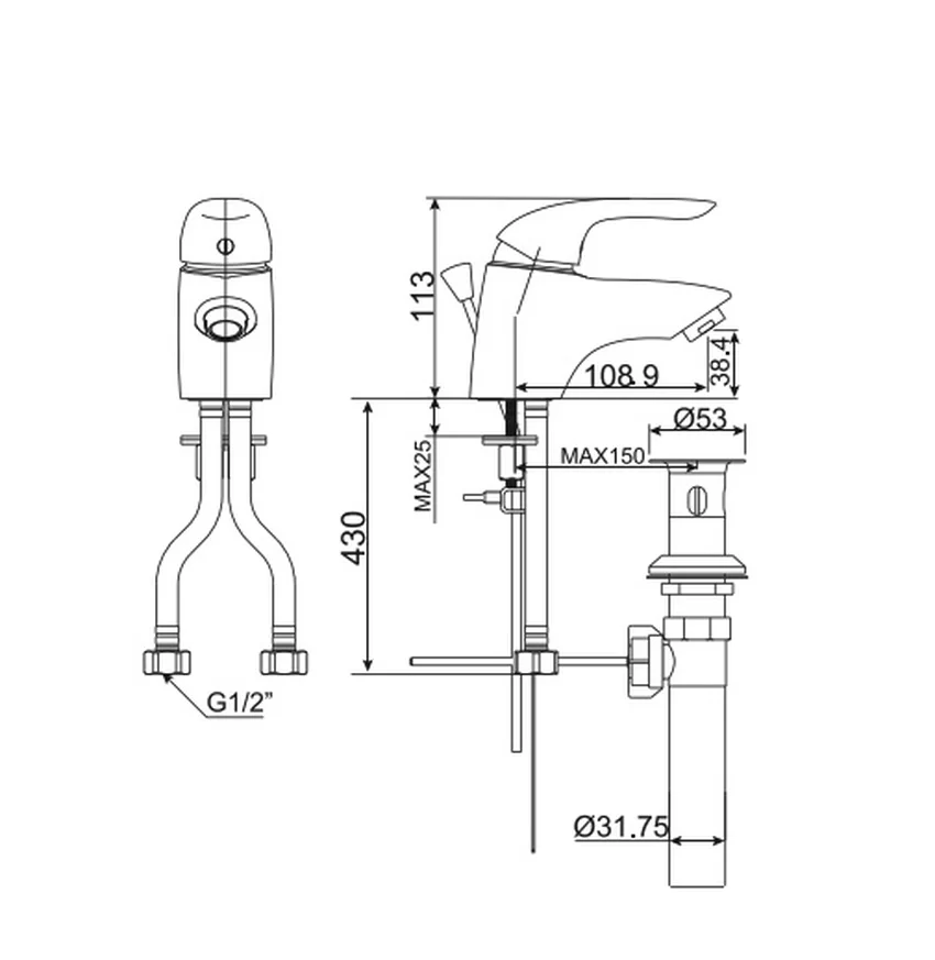 Vòi lavabo nóng lạnh American Standard Saga WF-1501 (WF1501) 7 Vòi lavabo nóng lạnh American Standard Saga WF-1501