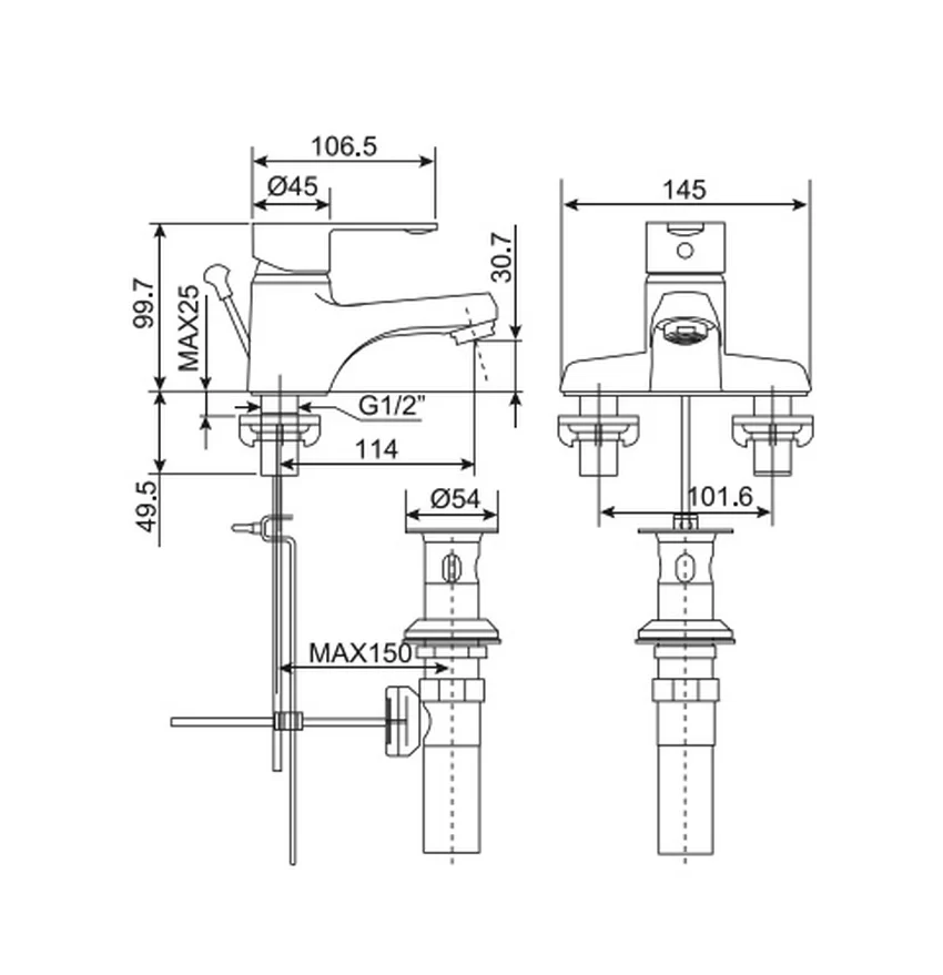 Vòi lavabo nóng lạnh American Standard Seva WF-6502 Vòi lavabo nóng lạnh American Standard Seva WF-6502