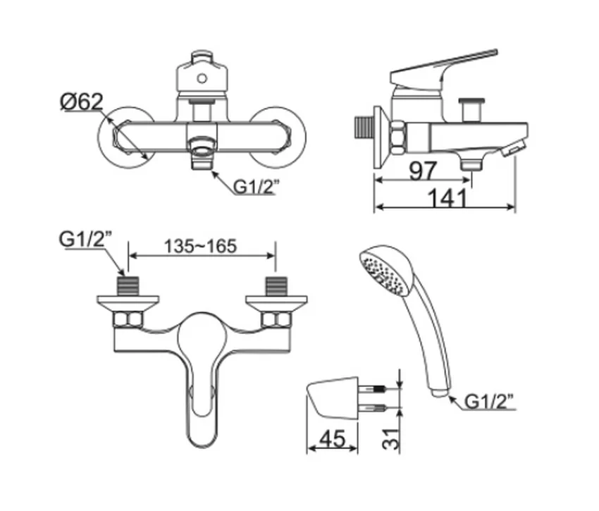 Vòi sen nóng lạnh American Standard WF-1411 (WF1411) 9 Vòi sen nóng lạnh American Standard WF-1411 (WF1411)