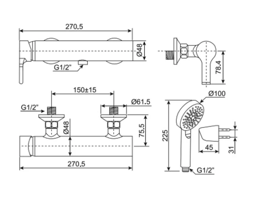 Vòi sen nóng lạnh American Standard WF-3912 (WF3912) 7 Vòi sen nóng lạnh American Standard WF-3912 thiết kế hiện đại