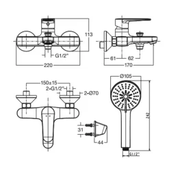 Vòi sen nóng lạnh American Standard WF-B211 (WFB211) 10 Vòi sen nóng lạnh American Standard WF-B211 (WFB211)