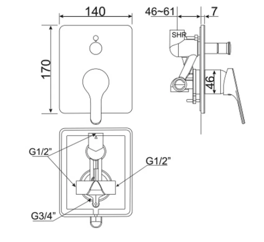 Vòi sen tắm âm tường American Standard WF-1420 Vòi sen tắm âm tường American Standard WF-1420