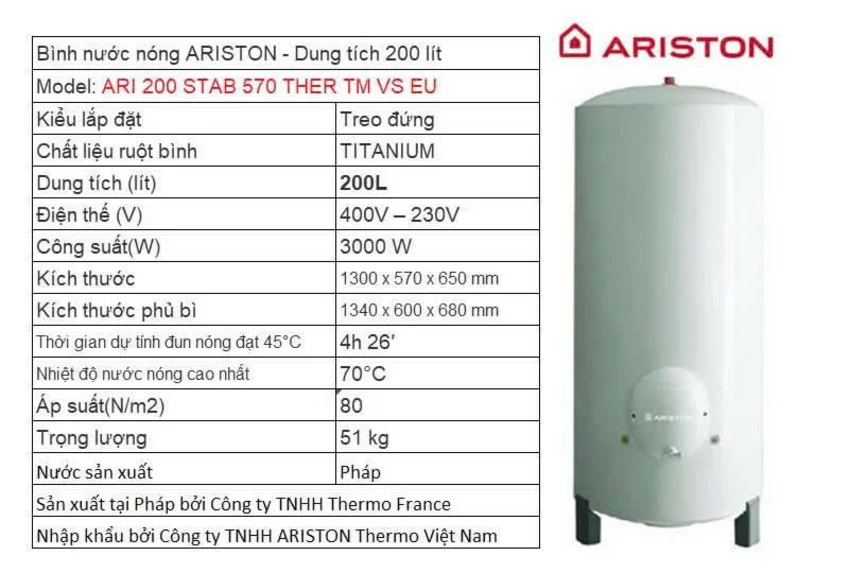 Bình nóng lạnh Ariston dung tích lớn 150l - 200l - 300l - 500l 8 Bình nóng lạnh Ariston dung tích lớn 150l - 200l - 300l - 500l