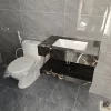 Bàn đá 2 tầng màu đen vân đá có lavabo âm bàn Viglacera VI12-9GP01
