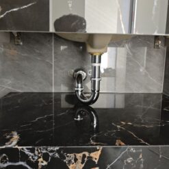 Bàn đá 2 tầng màu đen vân đá có lavabo âm bàn Viglacera VI12-9GP01