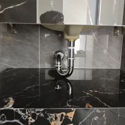 Bàn đá 2 tầng màu đen vân đá có lavabo âm bàn Viglacera VI12-9GP01