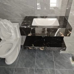 Bàn đá 2 tầng màu đen vân đá có lavabo âm bàn Viglacera VI12-9GP01 6 Bàn đá 2 tầng màu đen vân đá có lavabo âm bàn Viglacera VI12-9GP01