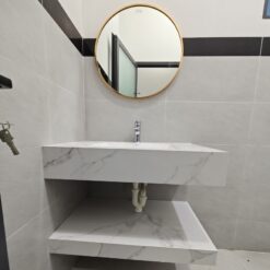 Bàn đá 2 tầng màu trắng có lavabo âm bàn Viglacera PHL-9S01P
