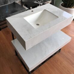 Bàn đá 2 tầng màu xám nhạt có lavabo âm bàn Viglacera US8-9GP01