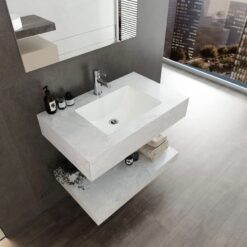 Bàn đá 2 tầng màu xám nhạt có lavabo âm bàn Viglacera US8-9GP01