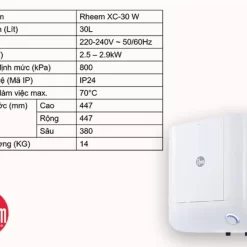 Bình nước nóng gián tiếp Rheem Xwell 16 Bình nước nóng gián tiếp Rheem Xwell