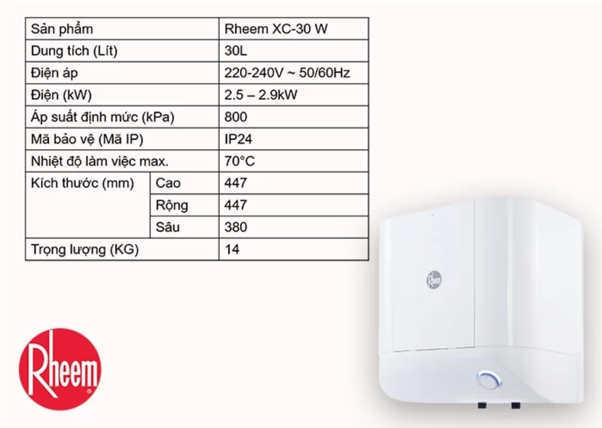 Bình nước nóng gián tiếp Rheem Xwell 6 Bình nước nóng gián tiếp Rheem Xwell