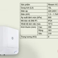 Bình nước nóng gián tiếp Rheem Xwell 17 Bình nước nóng gián tiếp Rheem Xwell