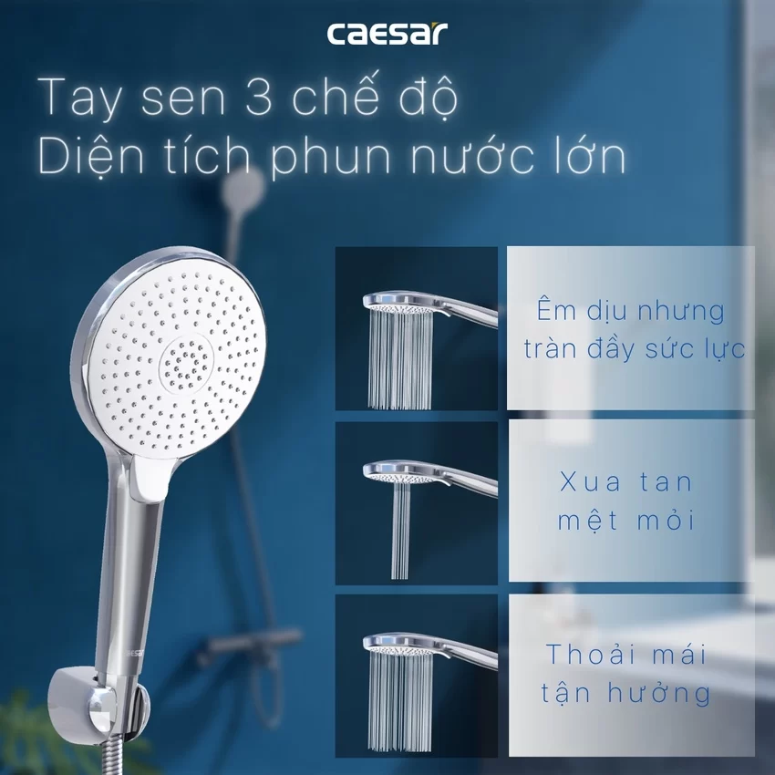 Bộ sen cây tắm đứng nhiệt độ Caesar BS124+TS617 8 Bộ sen cây tắm đứng nhiệt độ Caesar BS124+TS617