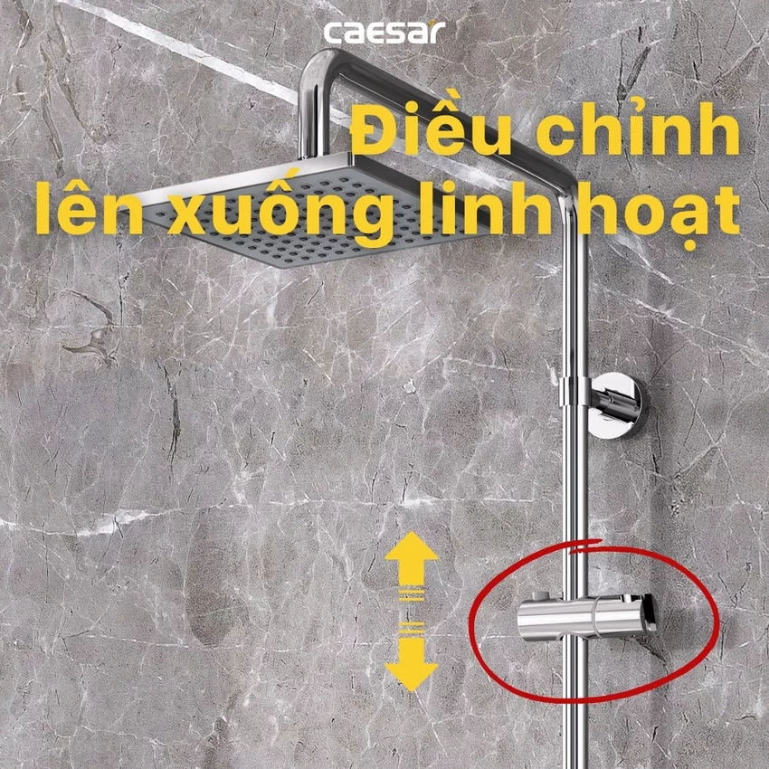 Bộ sen cây tắm đứng nhiệt độ Caesar BS124+TS617 13 Bộ sen cây tắm đứng nhiệt độ Caesar BS124+TS617