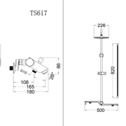 Bộ sen cây tắm đứng nhiệt độ Caesar BS126+TS617