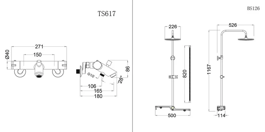 Bộ sen cây tắm đứng nhiệt độ Caesar BS126+TS617 trong không gian phòng tắm Bộ sen cây tắm đứng nhiệt độ Caesar BS126+TS617 trong không gian phòng tắm