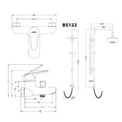 Bộ sen cây tắm đứng nóng lạnh Caesar BS122+S123C