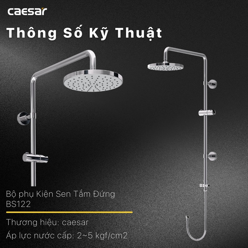 Bộ sen cây tắm đứng nóng lạnh Caesar BS122+S383C 5 Bộ sen cây tắm đứng nóng lạnh Caesar BS122+S383C