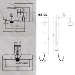 Bộ sen cây tắm đứng nóng lạnh Caesar BS122+S383C 16 Bộ sen cây tắm đứng nóng lạnh Caesar BS122+S383C