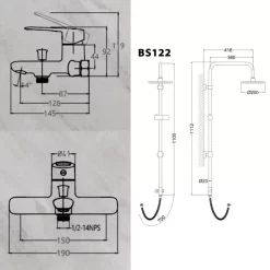 Bộ sen cây tắm đứng nóng lạnh Caesar BS122+S383C 16 Bộ sen cây tắm đứng nóng lạnh Caesar BS122+S383C
