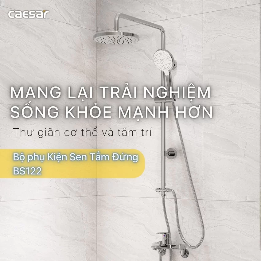 Bộ sen cây tắm đứng nóng lạnh Caesar BS122+S383C 9 Bộ sen cây tắm đứng nóng lạnh Caesar BS122+S383C