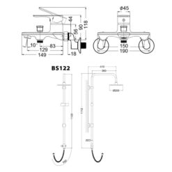 Bộ sen cây tắm đứng nóng lạnh Caesar BS122+S773C