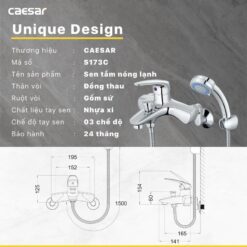 Bộ sen cây tắm đứng nóng lạnh Caesar BS124+S173C