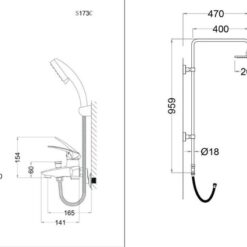 Bộ sen cây tắm đứng nóng lạnh Caesar BS124+S173C 14 Bộ sen cây tắm đứng nóng lạnh Caesar BS124+S173C
