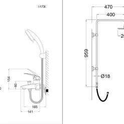 Bộ sen cây tắm đứng nóng lạnh Caesar BS124+S173C 14 Bộ sen cây tắm đứng nóng lạnh Caesar BS124+S173C