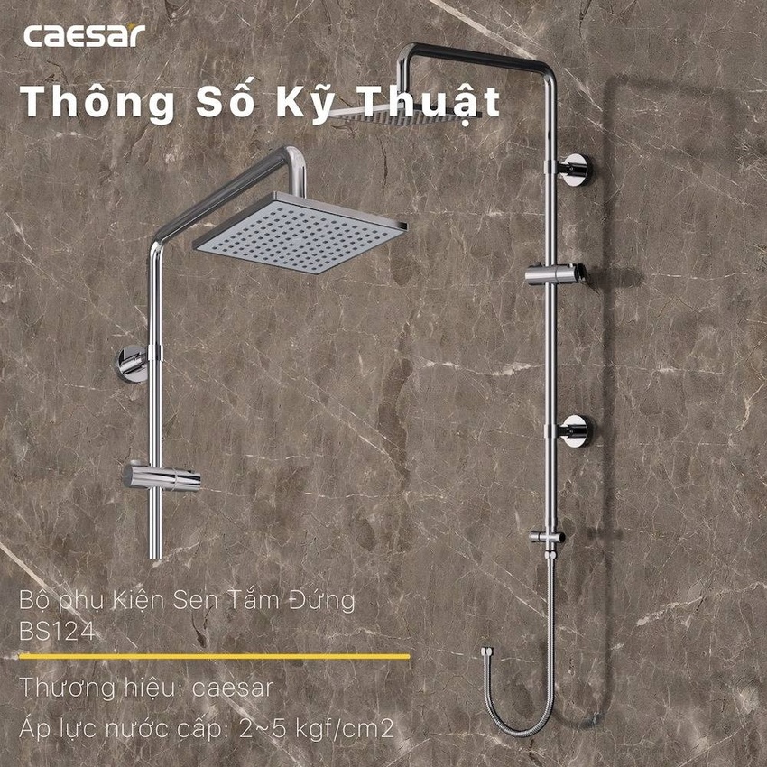 Bộ sen cây tắm đứng nóng lạnh Caesar BS124+S173C 6 Bộ sen cây tắm đứng nóng lạnh Caesar BS124+S173C