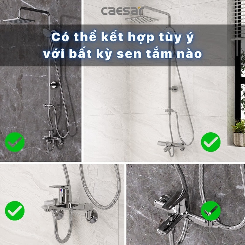 Bộ sen cây tắm đứng nóng lạnh Caesar BS124+S173C 7 Bộ sen cây tắm đứng nóng lạnh Caesar BS124+S173C