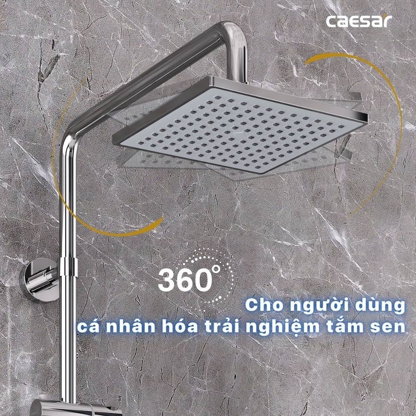 Bộ sen cây tắm đứng nóng lạnh Caesar BS124+S173C 8 Bộ sen cây tắm đứng nóng lạnh Caesar BS124+S173C