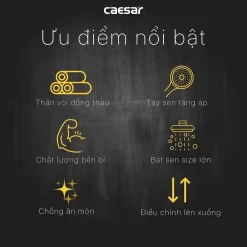 Bộ sen cây tắm đứng nóng lạnh Caesar BS124+S173C 20 Bộ sen cây tắm đứng nóng lạnh Caesar BS124+S173C