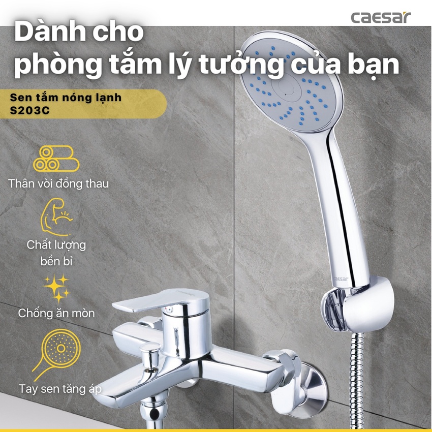 Bộ sen cây tắm đứng nóng lạnh Caesar BS124+S203C 6 Bộ sen cây tắm đứng nóng lạnh Caesar BS124+S203C