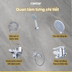 Bộ sen cây tắm đứng nóng lạnh Caesar BS124+S203C 17 Bộ sen cây tắm đứng nóng lạnh Caesar BS124+S203C