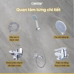 Bộ sen cây tắm đứng nóng lạnh Caesar BS124+S203C 17 Bộ sen cây tắm đứng nóng lạnh Caesar BS124+S203C