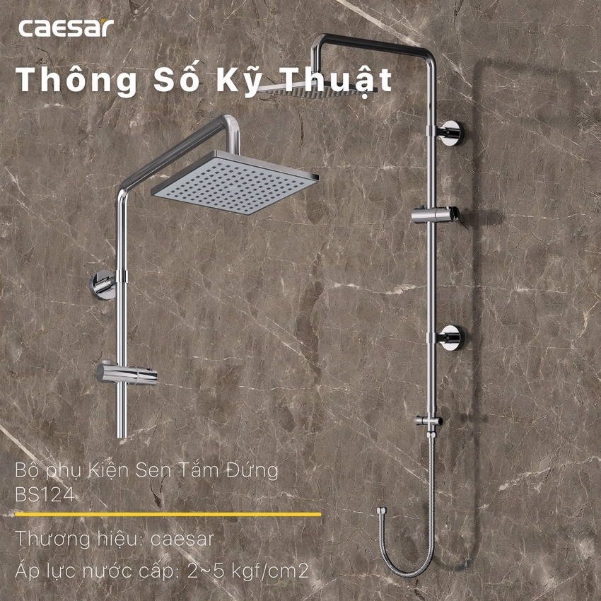 Bộ sen cây tắm đứng nóng lạnh Caesar BS124+S203C 10 Bộ sen cây tắm đứng nóng lạnh Caesar BS124+S203C