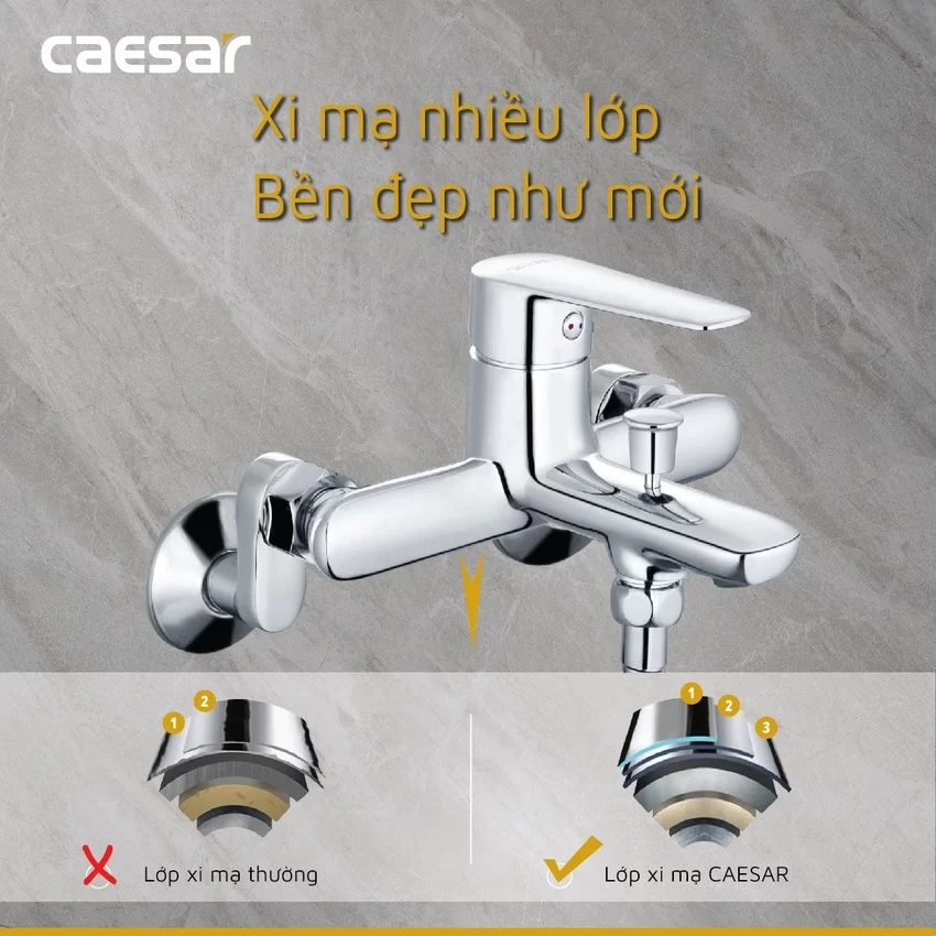 Thiết kế Bộ sen cây tắm đứng nóng lạnh Caesar BS124+S383C Thiết kế Bộ sen cây tắm đứng nóng lạnh Caesar BS124+S383C