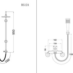 Bộ sen cây tắm đứng nóng lạnh Caesar BS124+S403C