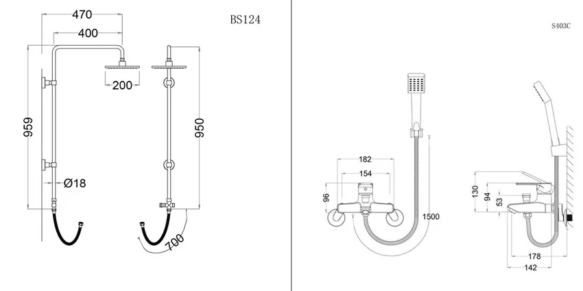 Bộ sen cây tắm đứng nóng lạnh Caesar BS124+S403C 15 Bộ sen cây tắm đứng nóng lạnh Caesar BS124+S403C