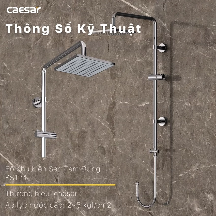 Bộ sen cây tắm đứng nóng lạnh Caesar BS124+S403C 16 Bộ sen cây tắm đứng nóng lạnh Caesar BS124+S403C