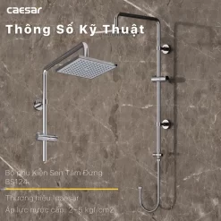 Bộ sen cây tắm đứng nóng lạnh Caesar BS124+S553C