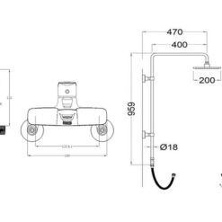 Bộ sen cây tắm đứng nóng lạnh Caesar BS124+S563C