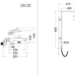 Bộ sen cây tắm đứng nóng lạnh Caesar BS124+S813C