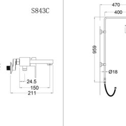 Bộ sen cây tắm đứng nóng lạnh Caesar BS124+S843C