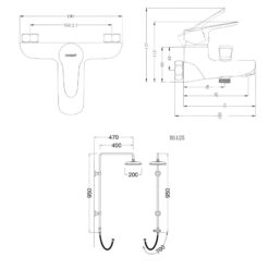 Bộ sen cây tắm đứng nóng lạnh Caesar BS125+S123C