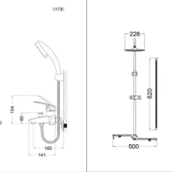 Bộ sen cây tắm đứng nóng lạnh Caesar BS126+S173C