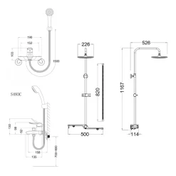 Bộ sen cây tắm đứng nóng lạnh Caesar BS126+S493C